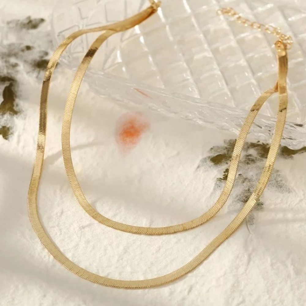 New Gold plated layered snake necklace - Picture 2 of 4